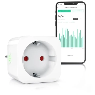 Abbildung von CSL WLAN Steckdose mit Strommessung Smart life WiFi Fernsteuerung per App Sprachsteuerung Alexa Google Home Tuya Energiekostenmessgerät Zeitschaltuhr Timer