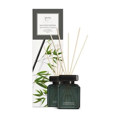 Abbildung von ipuro Essentials Raumduft BLACK BAMBOO 200ml Raumerfrischer mit Jasmin, Zitrone, Apfel, &amp; Holzige Amber Moschus Note Duft Aroma Diffuser Stäbchen Lufterfrischer für die Wohnung