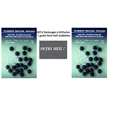 Abbildung von blntackle76 Set: 2 Packungen (2X 20 Stück) von Jenzi Gummiperlen 8mm Rubber Beads+ gratis Petri Heil! Aufkleber