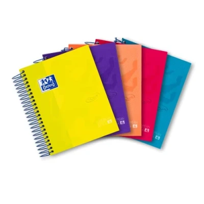 Abbildung von Oxford Notizblock, A6, mit Spirale, 240 Seiten, kariert, sortiert, 5er Pack
