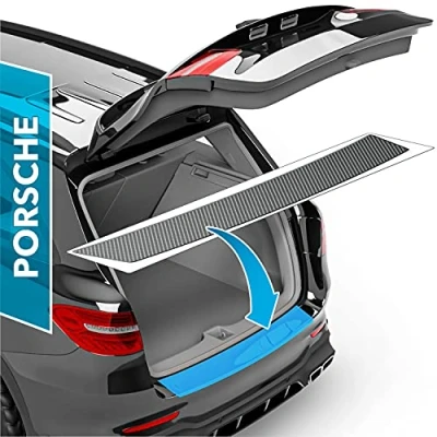 Abbildung von uProtect Auto Ladekantenschutz Folie für Porsche Cayenne 3 (III) 9YA I 2017 2023 Stoßstangenschutz, Kratzschutz, Lackschutzfolie Carbon Optik Selbstklebend