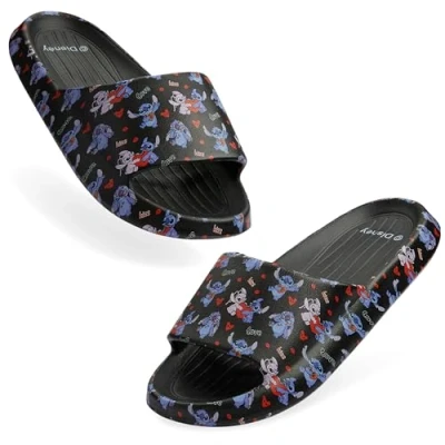 Abbildung von Disney Stitch Zehentrenner Badelatschen Kinder, Schlappen für Strand Schwimmbad Geschenke Mädchen (Schwarz, 30 31 EU)