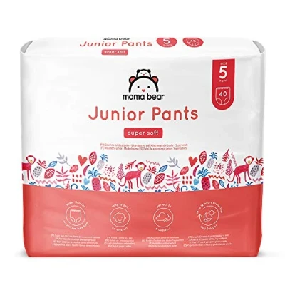Abbildung von Amazon Marke: Mama Bear Höschenwindeln Junior Größe 5 (13 20kg), 80 Stück (2 Packungen mit 40)