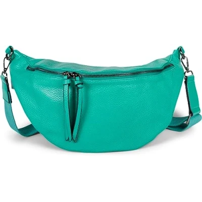 Abbildung von styleBREAKER Damen Halbmond Crossbody Schultertasche, abnehmbarer verstellbarer Schultergurt, Einfarbige Handtasche 02012386, Farbe:Aquagrün