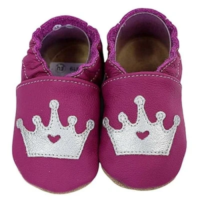 Abbildung von HOBEA Germany Krabbelschuhe für Jungs und Mädchen in verschiedenen Designs 24/25, Krone lila