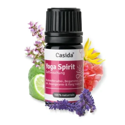 Abbildung von Casida® Yoga Spirit Duftmischung ätherische Öle mit Lavendelöl, Bergamotteöl, Muskatellersalbei Öl, Rosengeranie Öl und Ylang Ideal für &amp; Meditation 5 ml Aus der Apotheke