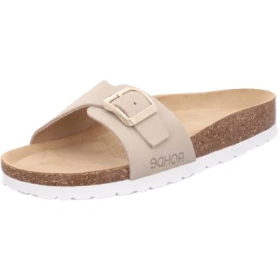 Abbildung von Rohde Damen Pantolette Leder Tieffußbett Schnalle Alba 5589, Größe:42 EU, Farbe:Beige