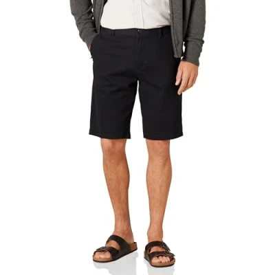 Abbildung von Amazon Essentials Herren Flatfront Chinoshorts, Komfortabler Stretch, 28 cm Schrittlänge, Schmale Passform, Schwarz, 38W