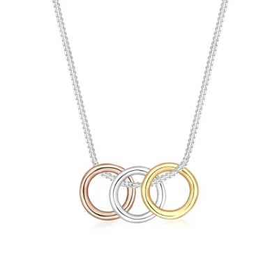 Abbildung von Elli Triple Rings Halskette, Damen, Größe: 45, Silberfarben/goldfarben/roségoldfarben