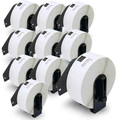 Abbildung von BETCKEY 10 Rollen DK 11201 Standard Adressetiketten Kompatibel mit Brother, 29mm x 90mm, 4000 Etiketten für Brother QL Etikettendrucker