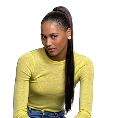 Abbildung von CAISHA 65cm Haarteil Mit Kordelverschluss Langhaar Zopf Pferdeschwanz Haarverlängerung Glatt Schwarzbraun PH603