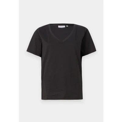 Abbildung von Calvin Klein Smooth V NECK TEE Tshirt basic, Damen, Größe: XXS, Black