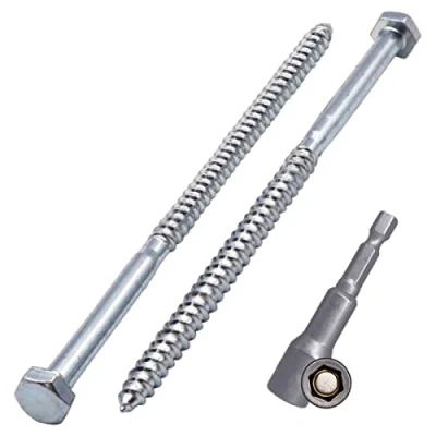 Abbildung von SKIR&#039;CO (30 Stück) DIN 571 verzinkter Stahl Sechskant Holzschrauben M6 x 140 mm, Schrauben, Sechskantschraube, Schlüsselschrauben (mit magnetischem Bit)