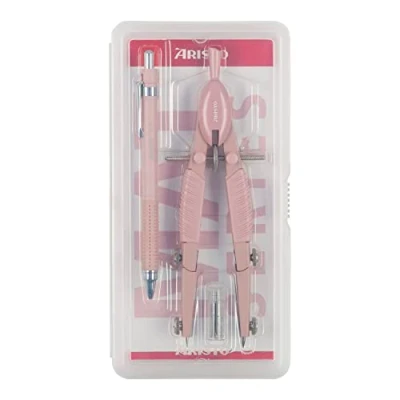 Abbildung von Aristo AR55802 Topline Mat Series Schnellverstellzirkel &amp; Druckbleistift (Kreise bis 370 mm Durchmesser, Ersatzminen, Schenkel aus Zinkdruckguss) rose