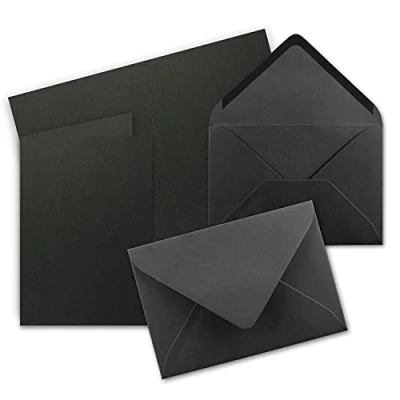 Abbildung von 20x Faltkarten Set mit Briefumschlägen DIN A6 / C6 Schwarz 14,8 x 10,5 cm (105 148) Doppelkarten Serie FarbenFroh