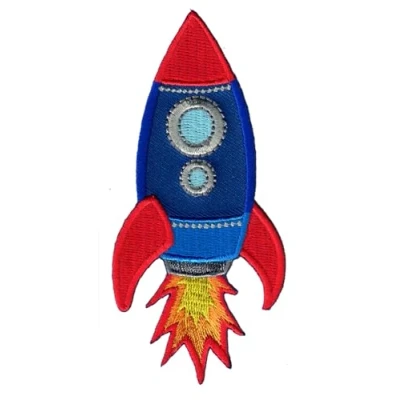 Abbildung von PatchMommy Rakete Patch Aufnäher Applikation zum Aufbügeln Bügelbild für Kleidung Jeans Jacken Kinder Baby