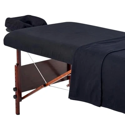Abbildung von Master Massage liege Flanell Blatt Set 3 in 1 Liegedecke, flache Platte, Gesichts Kissenbezug Schwarz