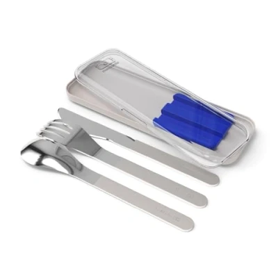 Abbildung von MONBENTO Besteck für unterwegs MB Slim Box Blau Besteckset Lunch mit Etui Bentos Original Square und Sense Mahlzeiten Outdoor Gabel, Messer, Löffel