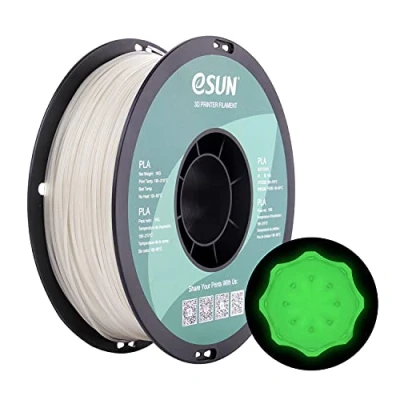 Abbildung von eSUN PLA Leuchtet 3D Drucker Filament, im Dunkeln Leuchtendes Grünes Filament 1.75mm, Maßgenauigkeit +/ 0.05mm, 1kg Spule (2.2 LBS) Druck für Drucker, Grün
