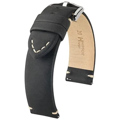 Abbildung von HIRSCH Uhren Band Ranger L modisches Premium Lederband für Deine Armbanduhr Schwarz 20 mm