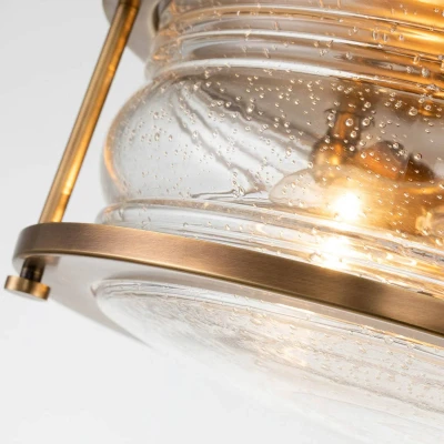 Abbildung von Elstead Lighting QN ASHLANDBAY F NBR BATH QUINTIESSE Deckenleuchte Ashland Bay E27 2x40W IP44 Naturmessing, geripptes Glas klar L:30.5cm H:15.4cm B: