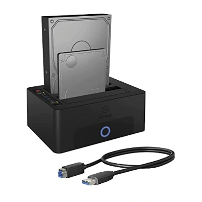 Abbildung von ICY BOX Dual HDD / Festplatten Docking Station USB 3.0 für SATA 2,5 Zoll &amp; 3,5 Zoll, Klonstation Lesegerät, Adapter, Extern, Schwarz, IB 1232CL U3