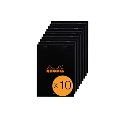 Abbildung von Rhodia 160009C Packung mit 10 Notizblöcken No.16, DIN A5 80 Blätter blanko 80g, Schwarz, 1 Pack