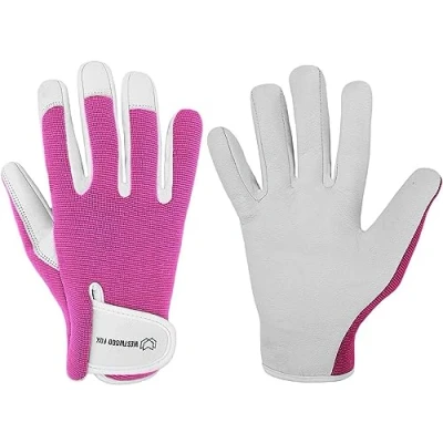 Abbildung von WESTWOOD FOX Arbeitshandschuhe Herren Leder Schnittfeste Handschuhe für Garten Gartenhandschuhe Damen Dornensicher, Dornenfest Gartenarbeitshandschuhe (Rose, M)