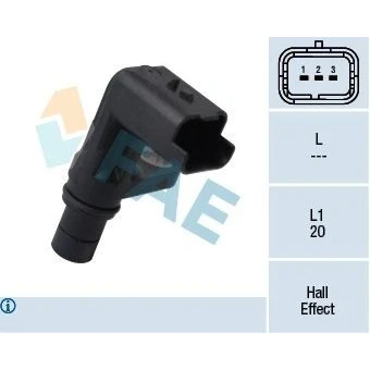 Abbildung von FAE 79040 Sensor, Nockenwellenposition Hallsensor PEUGEOT: 208 I Hatchback, 508 SW, 207 CC, CITROËN: C4 Coupe, Grand Picasso 2, 1
