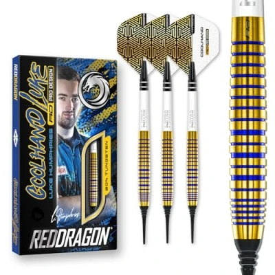 Abbildung von RED DRAGON Luke Humphries TX3 Gold SE 20 Gramm Premium Wolfram Softip Dart Set mit Flüge und Schäften