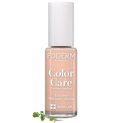 Abbildung von PODERM TEEBAUM NAGELLACK COLOR CARE verbessert das Aussehen für die gelbe oder brüchige Nägel 2 in 1 PFLEGE Hergestellt der Schweiz