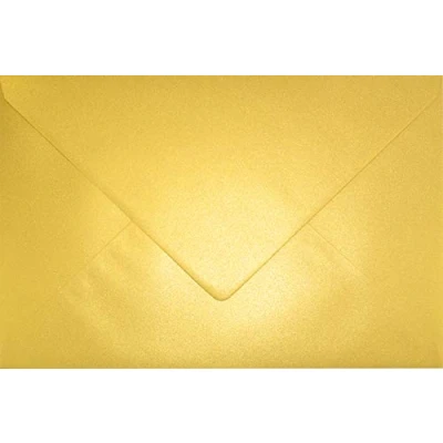 Abbildung von Netuno 25 Briefumschläge Perlmutt gold DIN C5 162x 229 mm 120g Aster Metallic Cherish goldene elegant groß metallisch glänzend Briefhüllen für Einladungen Gruß Karten