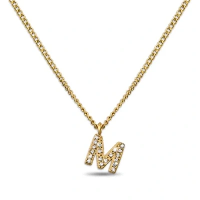 Abbildung von GD GOOD.designs Kette Buchstabe M Gold für Damen I 18K vergoldete Halskette mit Zirkonia Initialien Goldene Edelstahl Buchstabenkette (Buchstabe M)