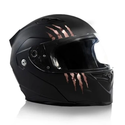 Abbildung von Finest Folia Kratzer Helm Aufkleber 2er Set 7,5x7,5cm Monster Sticker Kralle Deko für Motorrad Auto Motorradhelm Kratzspuren selbstklebend wasserfest K173 (Chrom Rose)