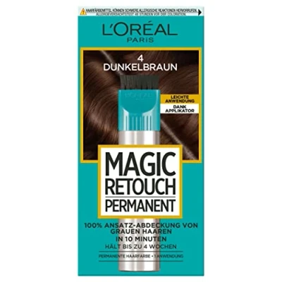 Abbildung von L&#039;Oréal Paris Ansatz Abdeckung zum Kaschieren grauer Haare, Langanhaltender Haar Concealer, Magic Retouch Permanent, Nr. 4 Dunkelbraun, 1 Stück
