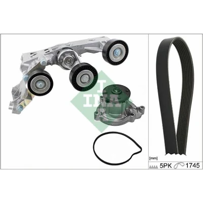 Abbildung von INA 529 0148 30 Wasserpumpe + Keilrippenriemensatz mit Generatorfreilauf prüfen und ggf. erneuern MERCEDES BENZ: A Class