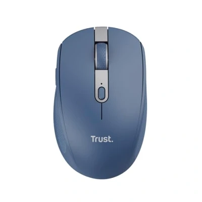 Abbildung von Trust Ozaa Leise Kabellose Maus Bluetooth + 2.4GHz, Kompakte Mehrgeräte Funkmaus, 60% Recyclingkunststoff, Wiederaufladbare Laptop PC Computer Windows Android Mac Blau