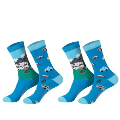 Abbildung von Damen Jungen Mädchen Socken (2 Paar) witzig bunt 42 47 Camping