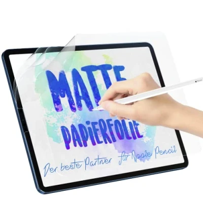 Abbildung von 3 Stück Papier Folie Kompatibel mit iPad 7./8./9.Generation(10.2 Zoll, 2019/2020/2021), Matt Papierfolie Schutzfolie Displayschutz Blendfreiem Feel Paper Film PET Screen Protector for Writing Drawing
