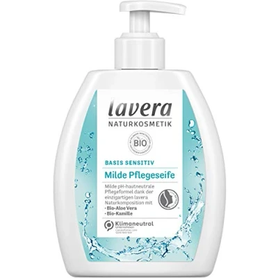 Abbildung von Lavera basis sensitiv milde Pflegeseife ,Bio Aloe Vera &amp; Bio Kamille gan ,pH hautneutrale Pflegeformel 6er Pack (6x250 ml)