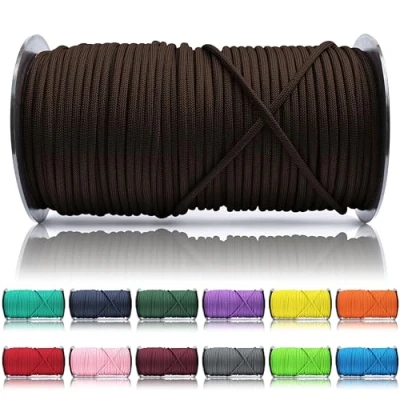 Abbildung von Ganzoo Paracord 550 Seil Schokolade 4mm Schnur Typ 3, Nylon &amp; Polyester, ideal für Basteln von Hundeleine Halsband Armband/Camping Survival und Outdoor 100 Meter Allzweckseil 7 Innenstränge