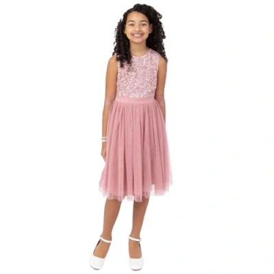Abbildung von Maya Deluxe Mädchen Paillettenverziertes Hochzeit Und Geburtstag Festlich Mit Bandschleife Brautjungfernkleid Kleid, Vintage Rose, 9 10 Jahre EU