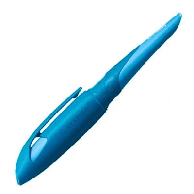 Abbildung von Ergonomischer Schulfüller für Rechtshänder mit Anfänger Feder A STABILO EASYbirdy 3D Wildlife in blau inkl. Patrone (löschbar)