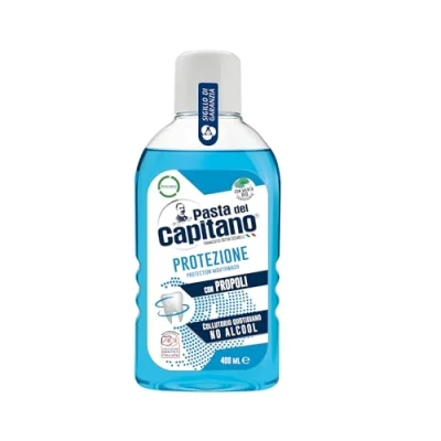 Abbildung von Pasta del Capitano, Propolis Schutz Mundwasser, Alkoholfreies tägliches Schützt Zähne und Zahnfleisch, Erfrischt den Atem, 100% Made in Italy, 400 ml Flasche