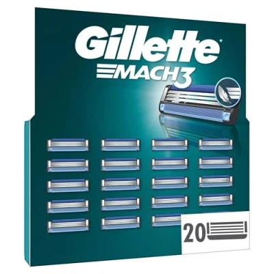Abbildung von Gillette Mach3 Standard Rasierklingen für Männer, 20 Ersatzklingen, mit Gleitstreifen ein sanftes Gleiten und NEUER Klingenbeschichtung