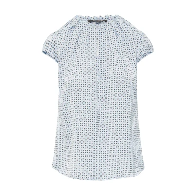 Abbildung von comma MIT Raffung UND Alloverprint Bluse, Damen, Größe: 44, Hellblau