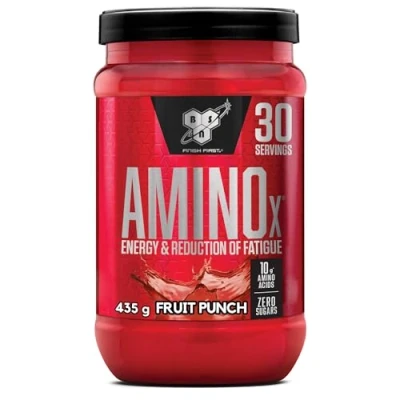 Abbildung von BSN Nutrition Amino X Supplement mit Vitamin D, B6 und Aminosäuren, Fruchtpunsch Geschmack, 30 Portionen, 435 g