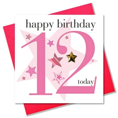 Abbildung von Claire Giles Geburtstagskarte zum 12. Geburtstag für Mädchen, AGE12G, Rosa, 150 mm x
