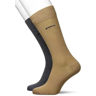 Abbildung von BOSS Men&#039;s 2P RS Uni Colors CC Regular Socks, Medium Beige261, 43 46