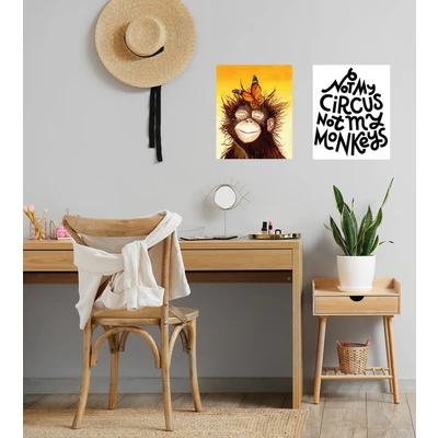Abbildung von my home Poster »Affe mit Schmetterling Circus Set Dekoration«, (2er Set), 2er jeweils 30x40cm
